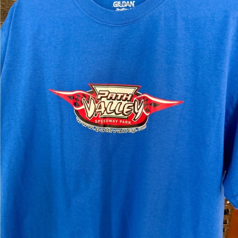 Path Valley Speedway Park Racing Tee Blue Gildan Dirt Track Motorsports Tee M/L